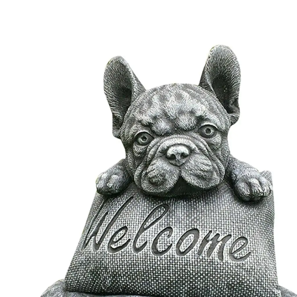 

French-Bulldog Statue Welcome Sign Decoration Outdoors for Home Garden Gift