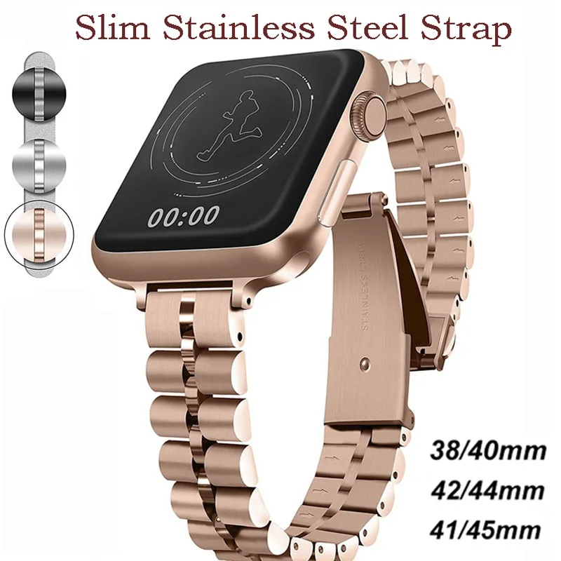 

Stainless Steel Strap For Apple Watch Band Women 38mm 42mm 40mm 44mm Thin Metal Replacement Bracelet For iWatch Series 7 6 SE 5