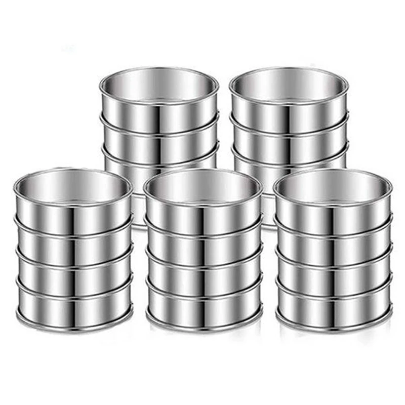 

Качественное кольцо для маффинов 3,15 дюйма, набор из 20 колец для маффинов из нержавеющей стали, двойное кольцо в рулоне