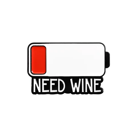 Брошь с предупреждением о низкой батарее, эмалированные булавки на заказ, нужен сон, нужен вино, кофе, металлические броши, воротник, значок на лацкане, ювелирные аксессуары