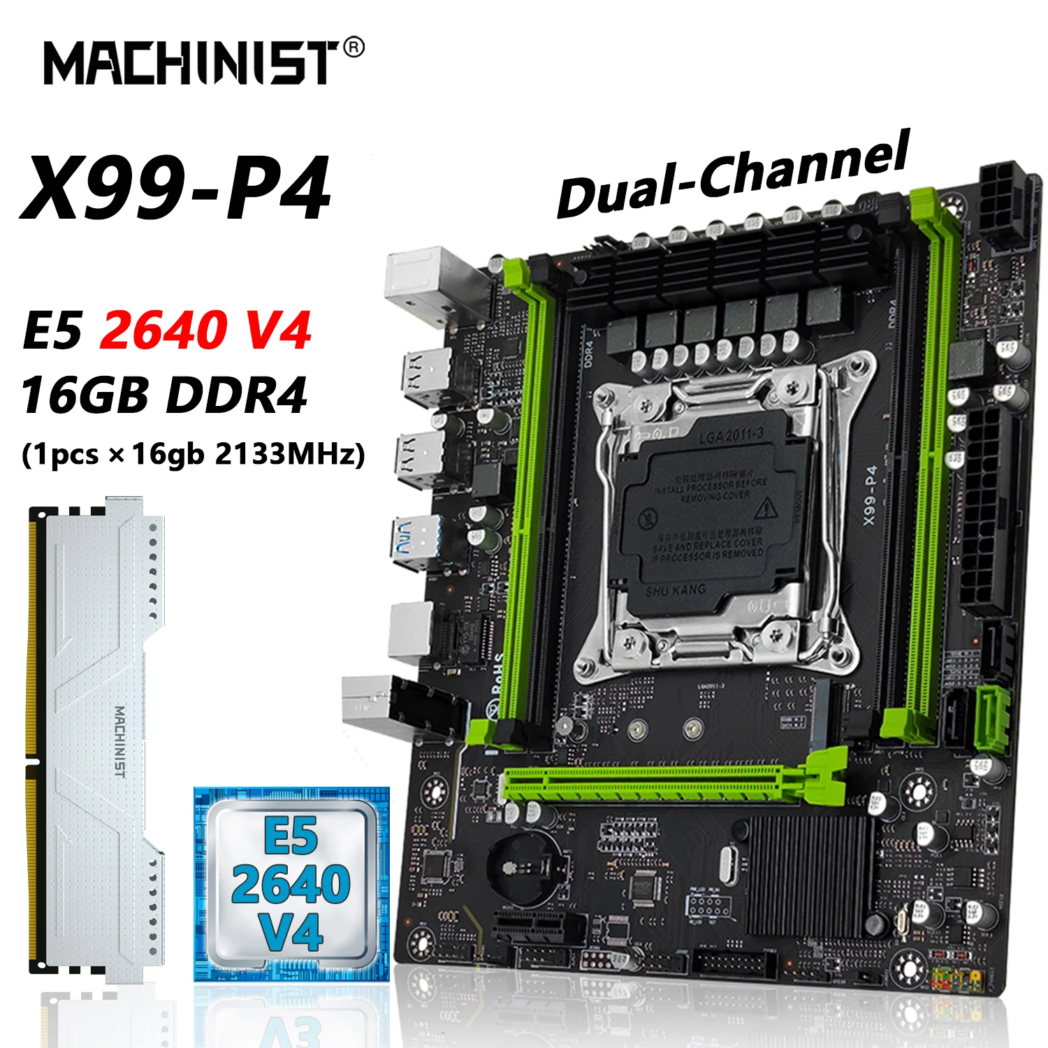 

MACHINIST X99 комплект материнской платы LGA 2011-3 Xeon E5 2640 V4 комплект процессора DDR4 16 Гб ОЗУ 2133 МГц память NVME M.2 SATA P4