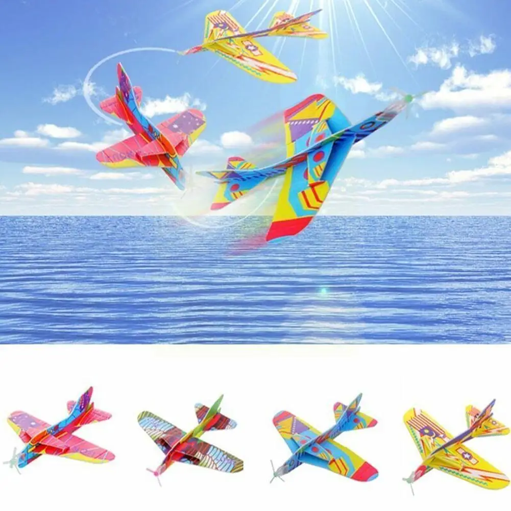 

Kids Toy Magic Roundabout Combat Aircraft Foam Paper Airplane Model Hand Throw Flying Planes Toys For Children P4v8