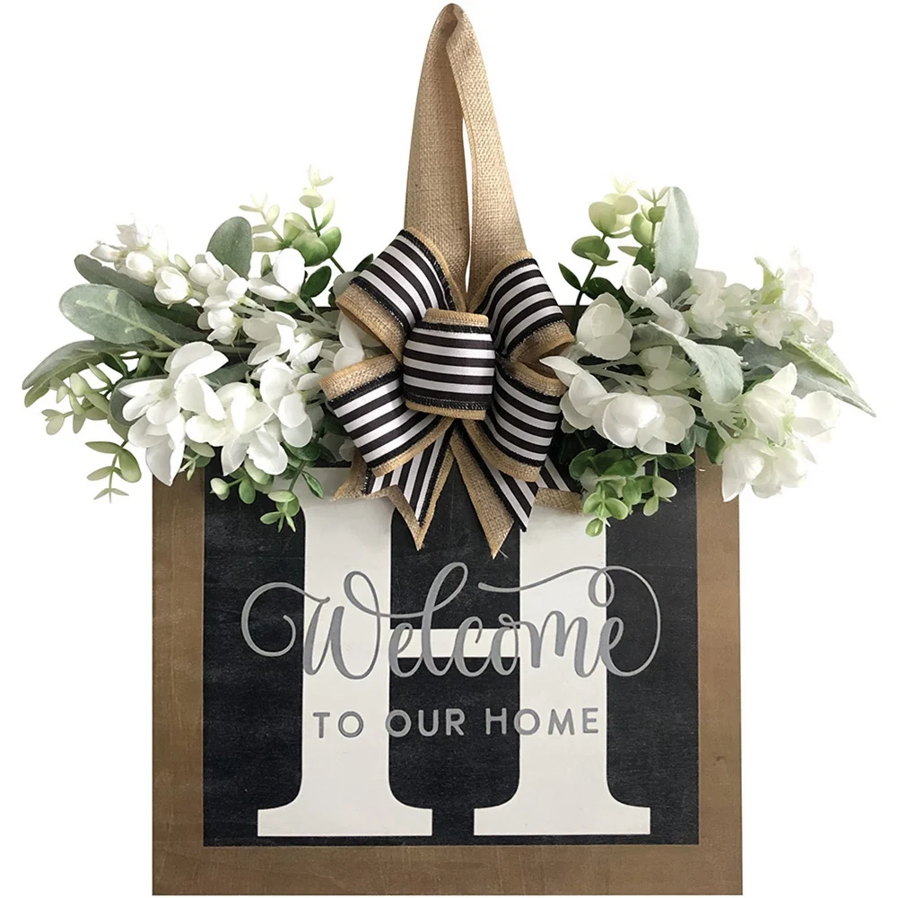 

Year Round Front Door Wreath,16 Inch Farmhouse Wreath,Spring Wreaths for Front Door Outside Hanger Decor(H)