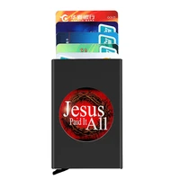 bible verses jesus paid it all printing anti theft id credit card holder thin aluminium metal wallets pocket case bank card box