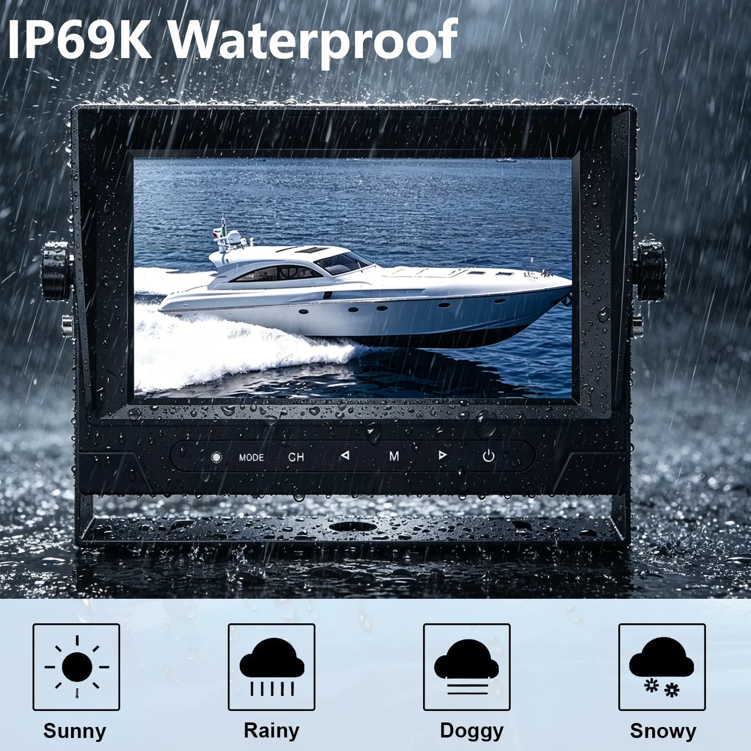 Фото Стандарт ISO7637-2 5A/5B, 7-дюймовый 1080P AHD LCD, водонепроницаемый IP69K, металлический корпус для тяжелых транспортных средств и грузовиков, помощь при движении задним ходом. №2