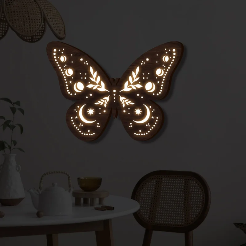 

Mz211 Cross-Border Nordic Wall Decorative Pendant Bohemian Style Wooden Led Night Light Wall Hangings