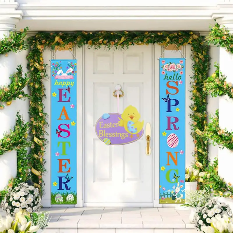 

Easter Decorations Letter Hanging Oranments Colorful Party Welcome To Easter Day Easter Egg Wooden Home Decor Door Hanging Sign
