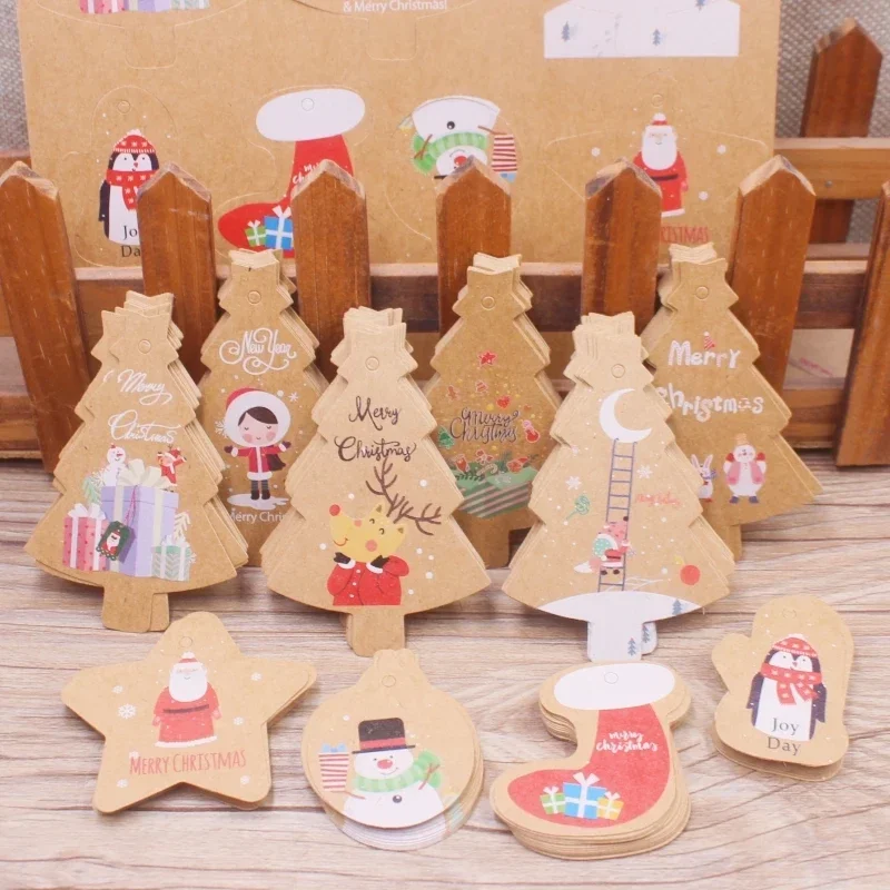 

50 шт. Новая Рождественская Открытка Крафт-бумага Новогодняя подарочная упаковка висячая бирка