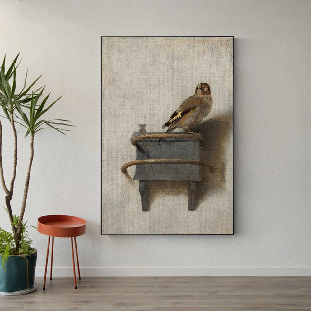 

The Goldfinch Painting by Fabritius Wall Bird Art Canvas Print Poster Vivid Animal Picture for Living Room Home Decor Cuadros