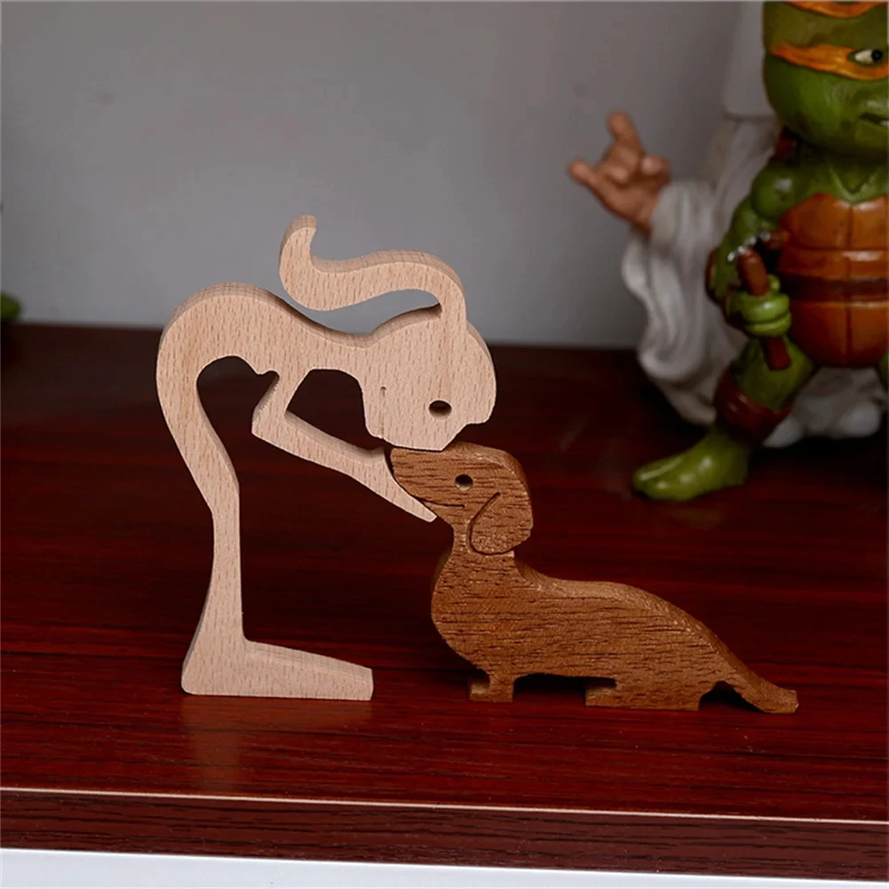 Деревянная фигурка для собаки и человека креативное 3D украшение дома офиса