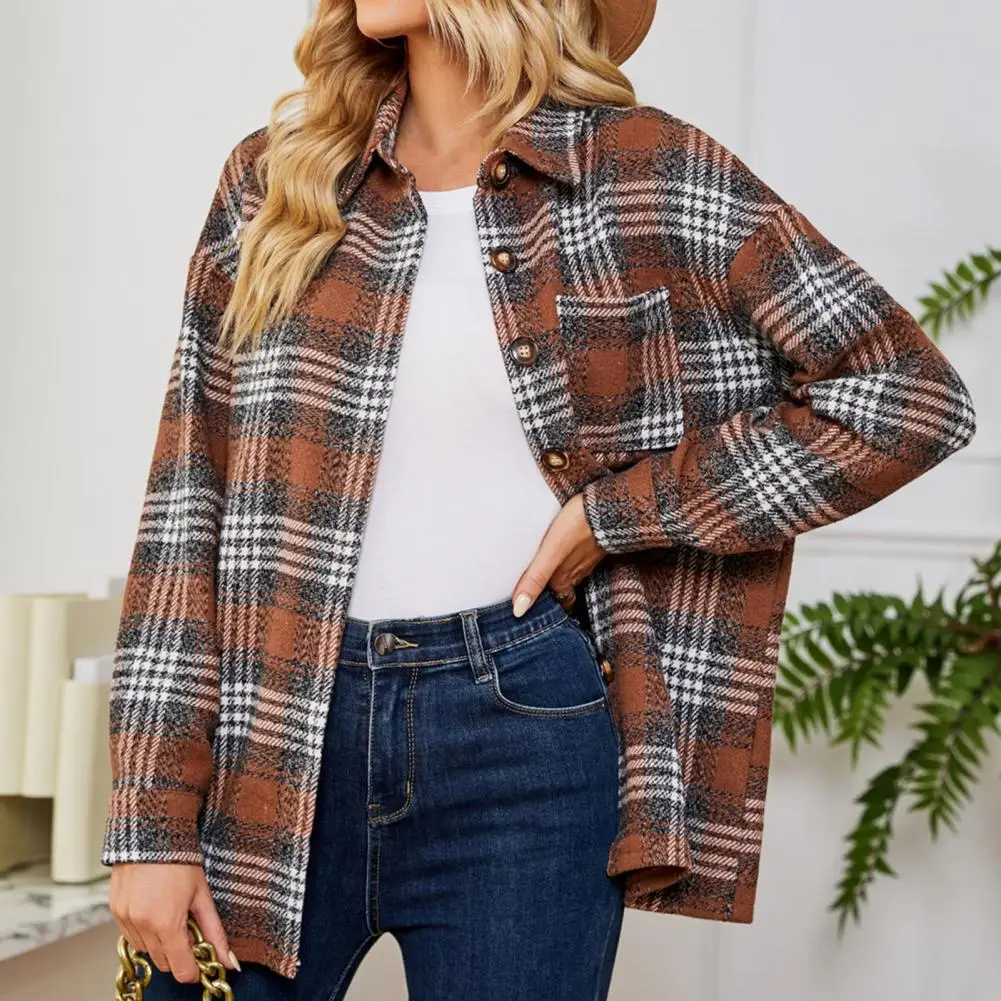

Stylish Autumn Coat Contrast Color Outwear Long Sleeves Autumn Coat Soft Women Winter Coat for Shopping