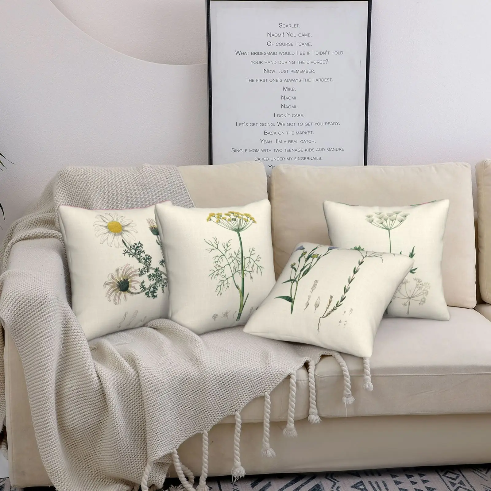 Фото 4 средства almohada mornas con estampado botánico - Tonos Neutrode, Fundas Continqas para cama o sofá, acuadas para sala, cam №2