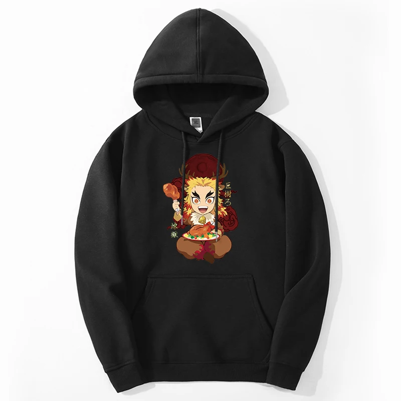 

Demon Slayer Hoodies Sweatshirts Men Rengoku Manga Japan Anime Graphic Hooded Pullover Harajuku Loose Casual Streetwear Moletom