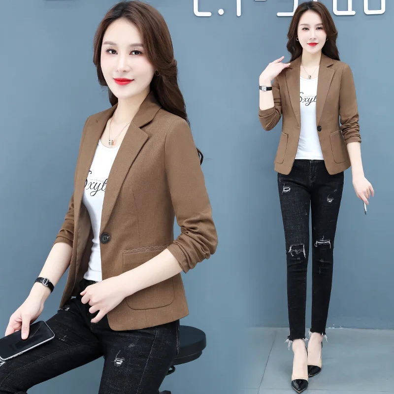 

Commuter suit jacket female spring and autumn 2022 new Korean fashion slim office lady long sleeve notched solid blazers