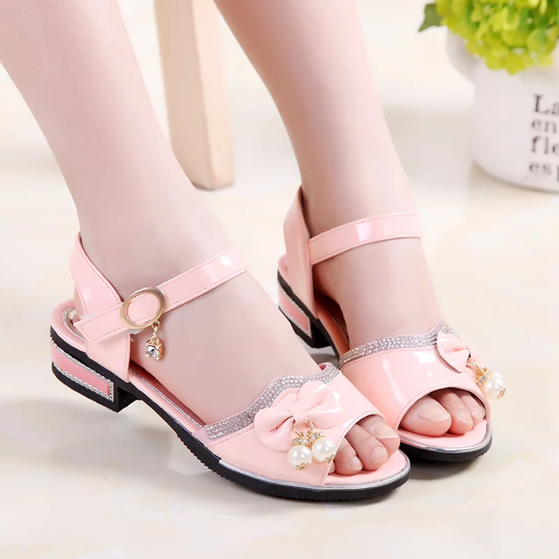 Kids Sandal Girls Summer Shoes Children High Heels For Girl Kids Tassel Beading Princess Shoes