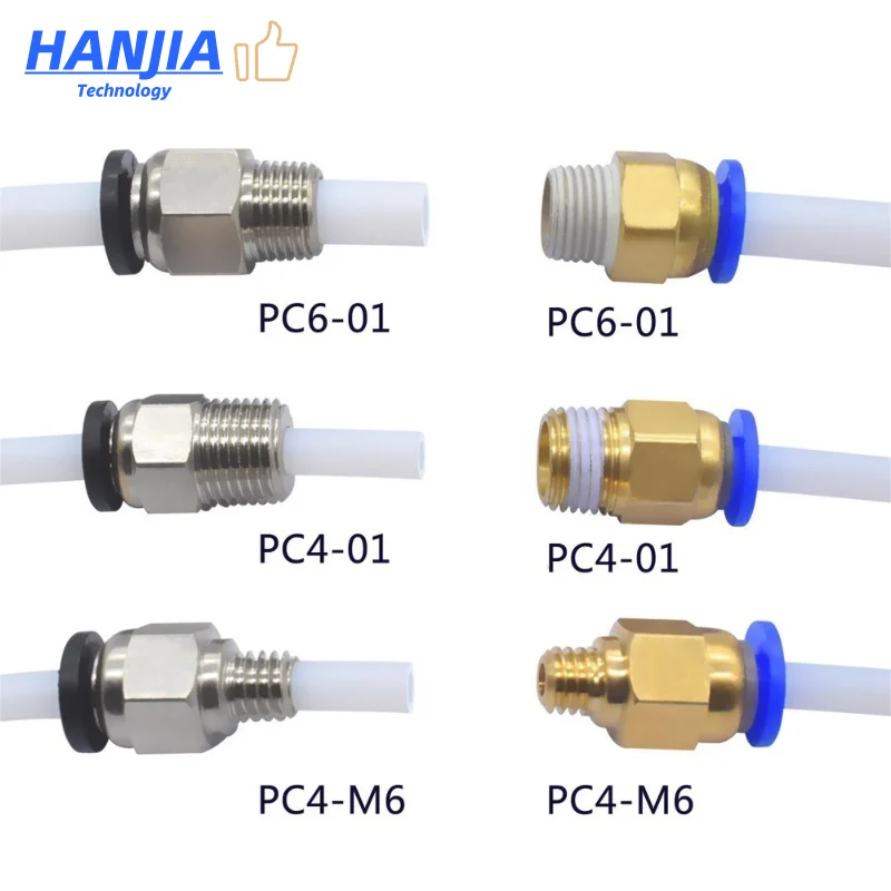 

10pcs Pneumatic Connectors For 3D Printers Parts Bowden Quick Jointer Coupler 1.75/3mm Pipe pc4 m6 m10 Fittings PTFE Tube 2/4mm