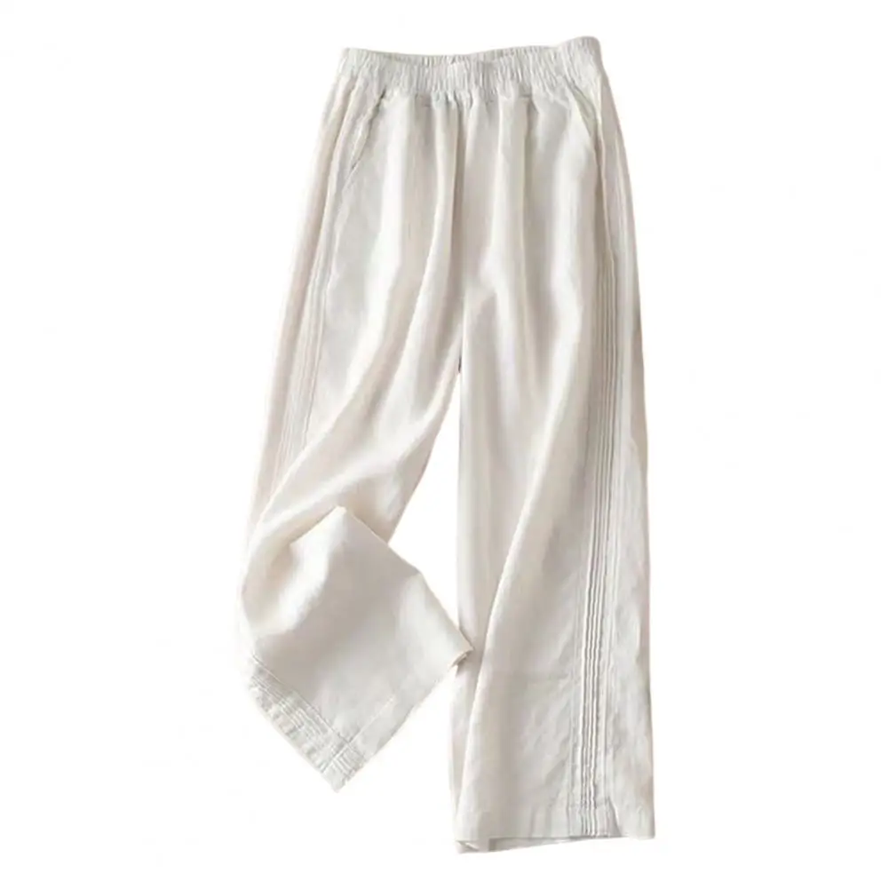

2022 Casual Women Pants High Waist Stretchy Waist Soft Wide Leg Straight Summer Pants Female Clothes Pantalones