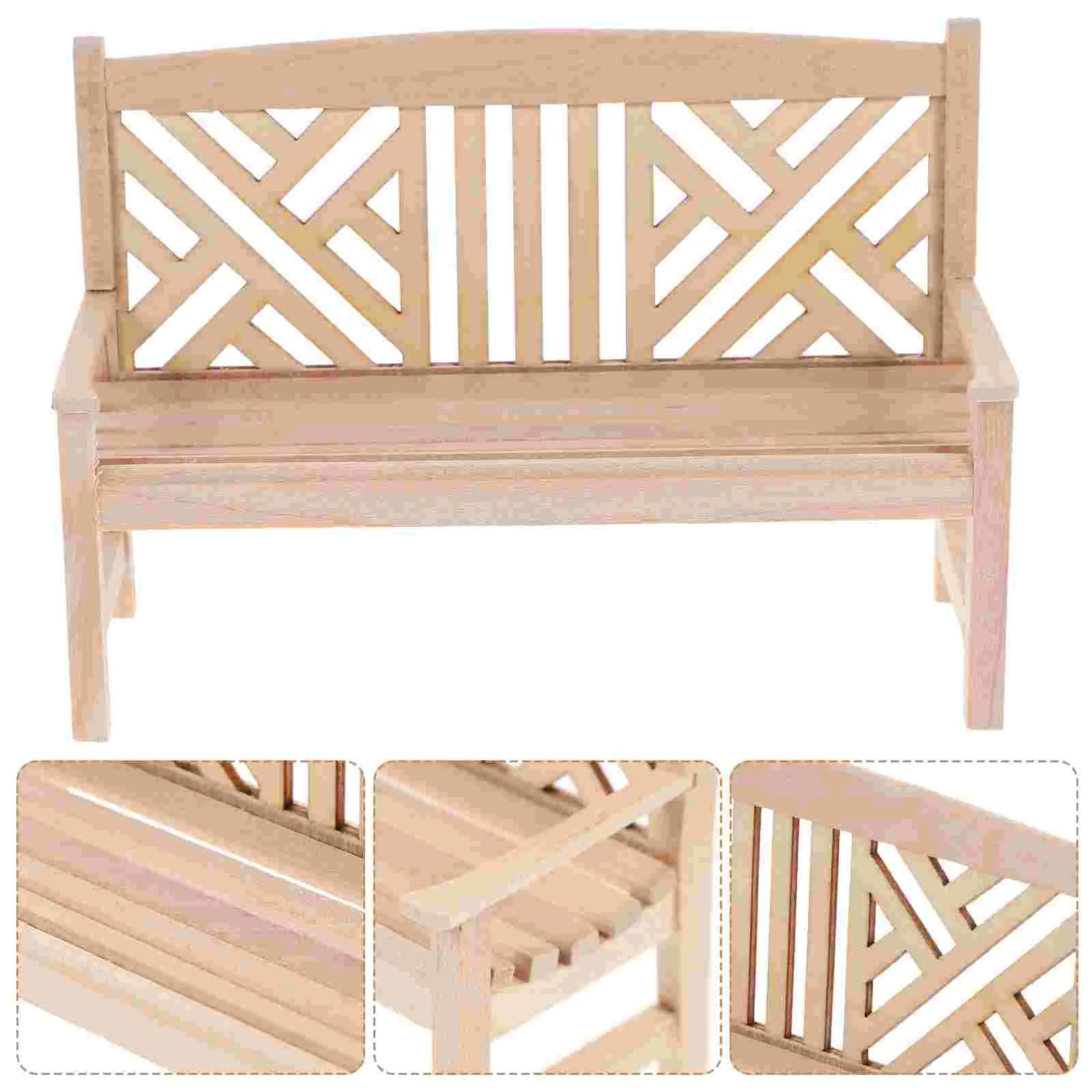 

Wooden Bench Furniture Miniature Park Bench Scene Furniture Chair Model Decoration