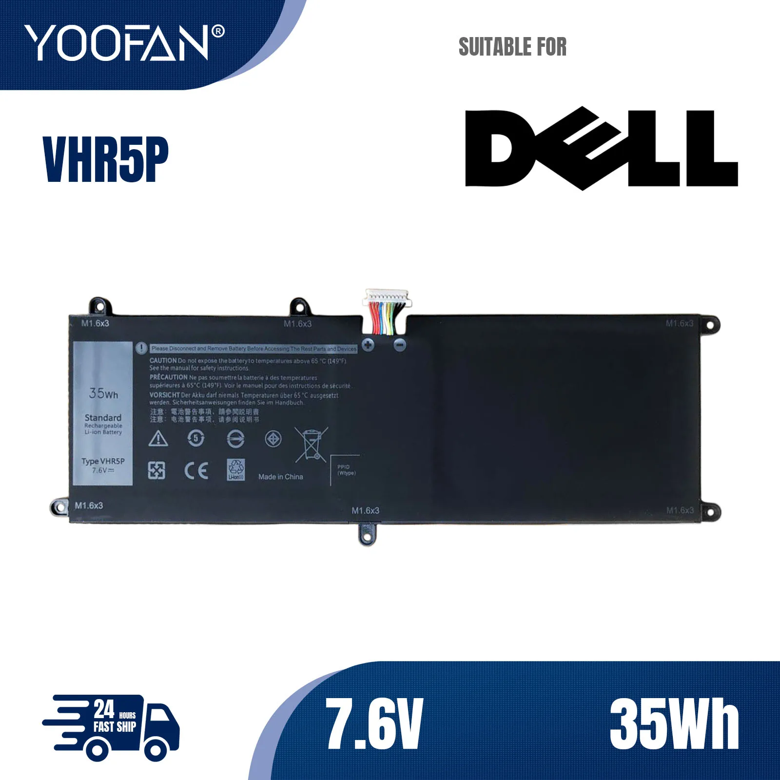 YOOFAN 7 6 В 35 Втч VHR5P аккумулятор ordenador портативный для планшета DELL Latitude 11 5175 5179 серии