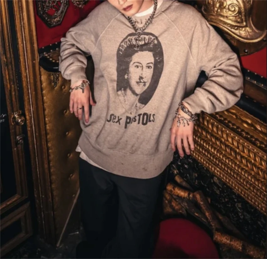 SAINT 2024 новая высококачественная винтажная стираная толстовка с круглым вырезом и