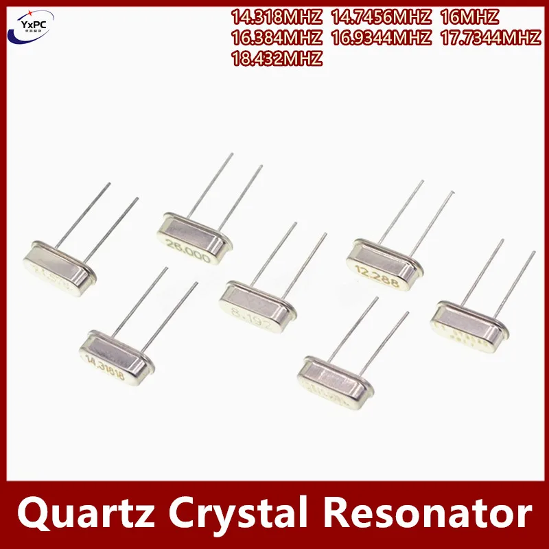 

10pcs HC-49S Quartz Crystal Resonator Passive crystals 16.9344MHZ 17.7344MHZ 18.432MHZ 14.318MHZ 14.7456MHZ 16MHZ 16.384MHZ