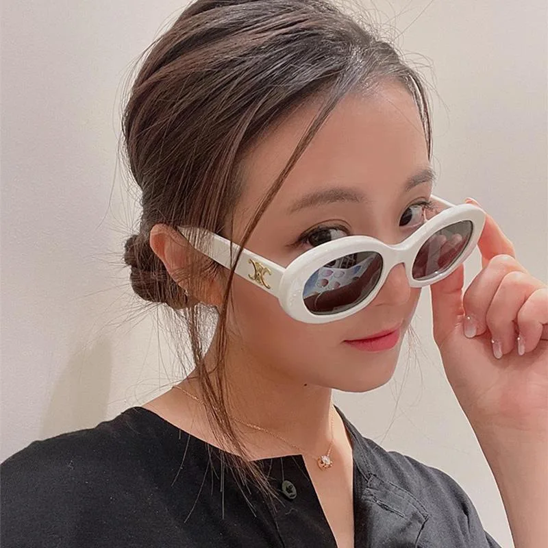 

Retro Oval Sunglasses Women 2022 Polarized Uv400 High Quality Luxury Designer Square Trendy Macaron Metal Decorative Sunglasses