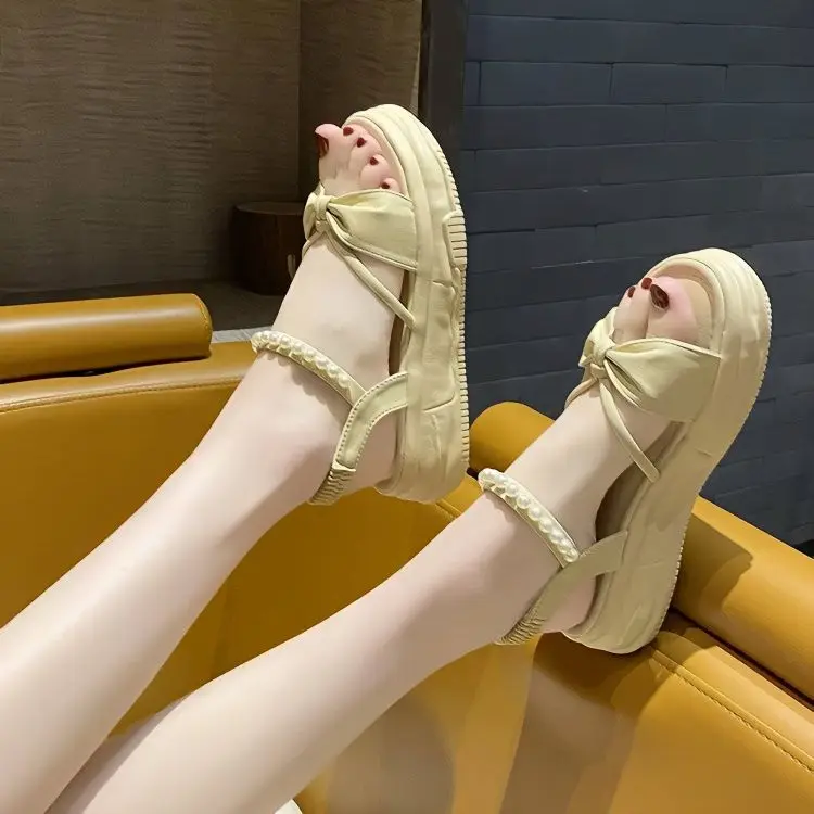 

Новинка лета 2023, универсальные легкие сандалии с открытым носком, удобные большие женские сандалии на толстой подошве, женская обувь