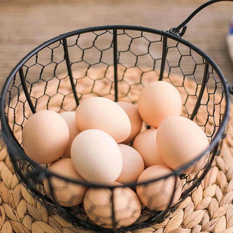 

Kitchen Storage Metal Wire Egg Basket Farm Chicken Cover Egg Holder Organizer Nordic Fruit Container