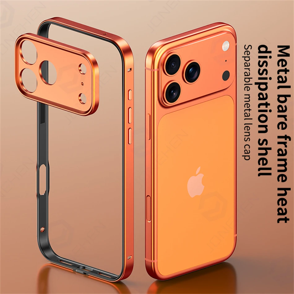 Линза из сплава для iPhone Air 14 Plus 13 12 15 16 17 Pro Max, чехол-бампер, роскошная алюминиевая рамка Hybird Meatl + мягкая силиконовая сторона (art.: 3920d2cf18a7a) - 3920d2cf18a7a