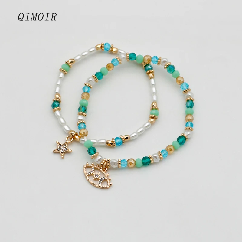 Набор из двух браслетов разных цветов для женщин в богемном стиле новый дизайн