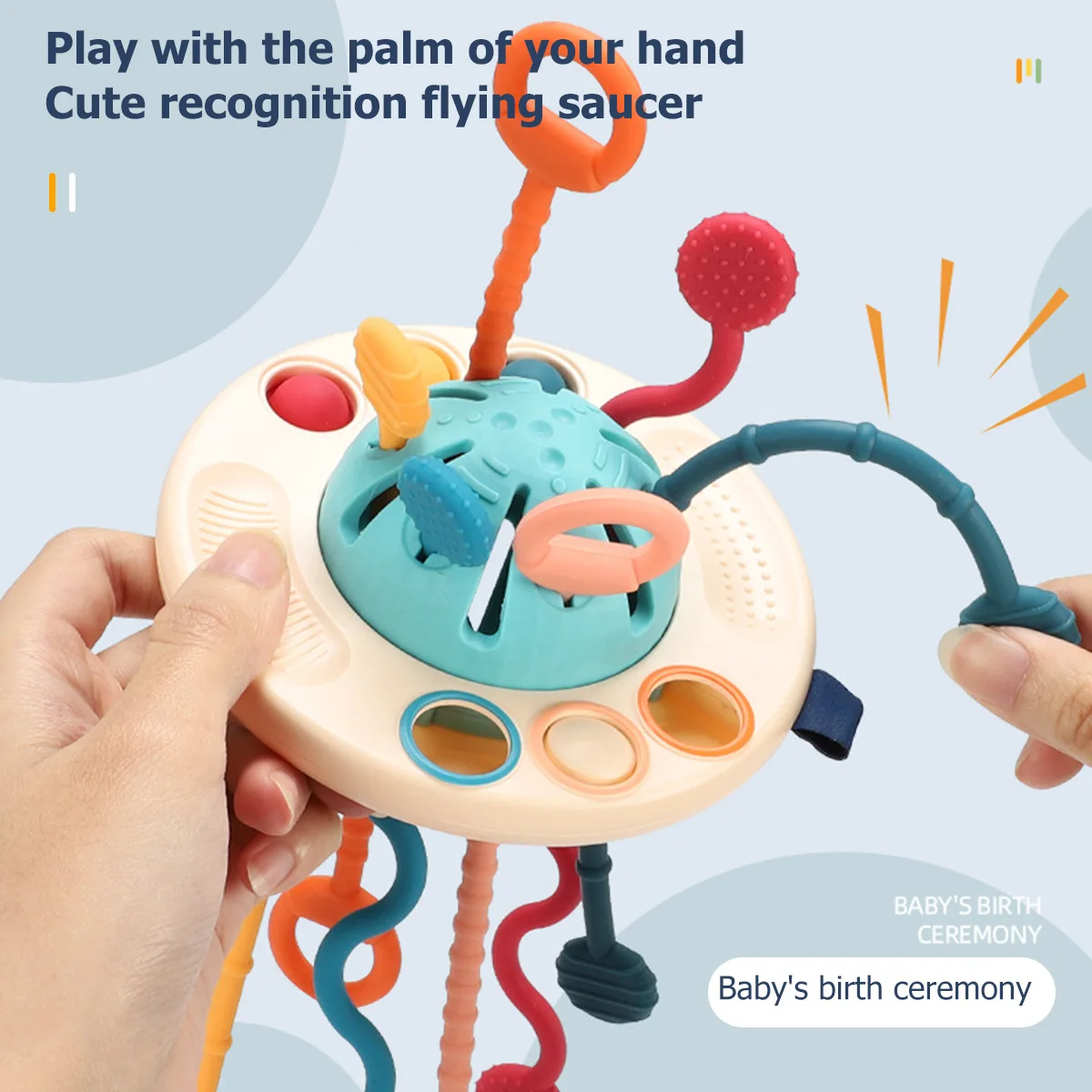 

Baby Sensory Development Toys Soft Sensory Training Toys Children UFO Pumping Sensory Toy Baby Finger Pull Exercises Food Grade