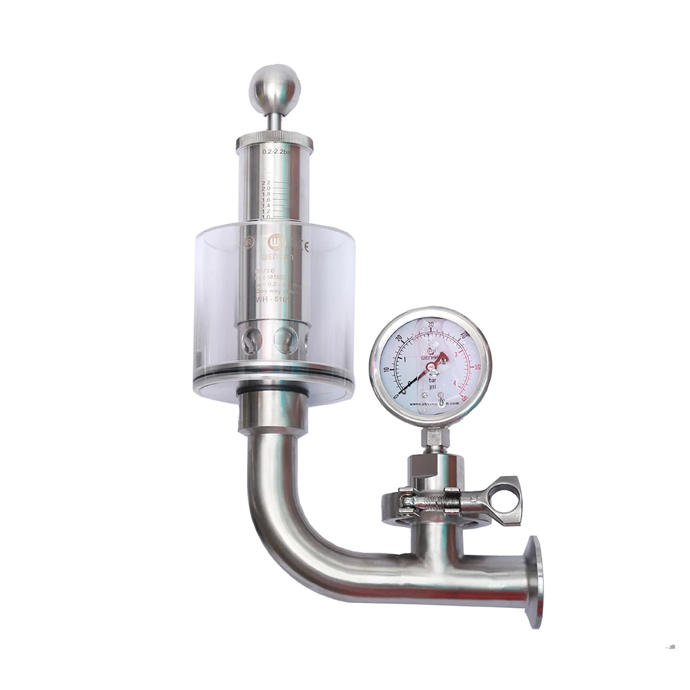 

Factory Direct Sale Tri-clamp Pressure Gauge Sanitary Adjustable Pressure Bunging Valves