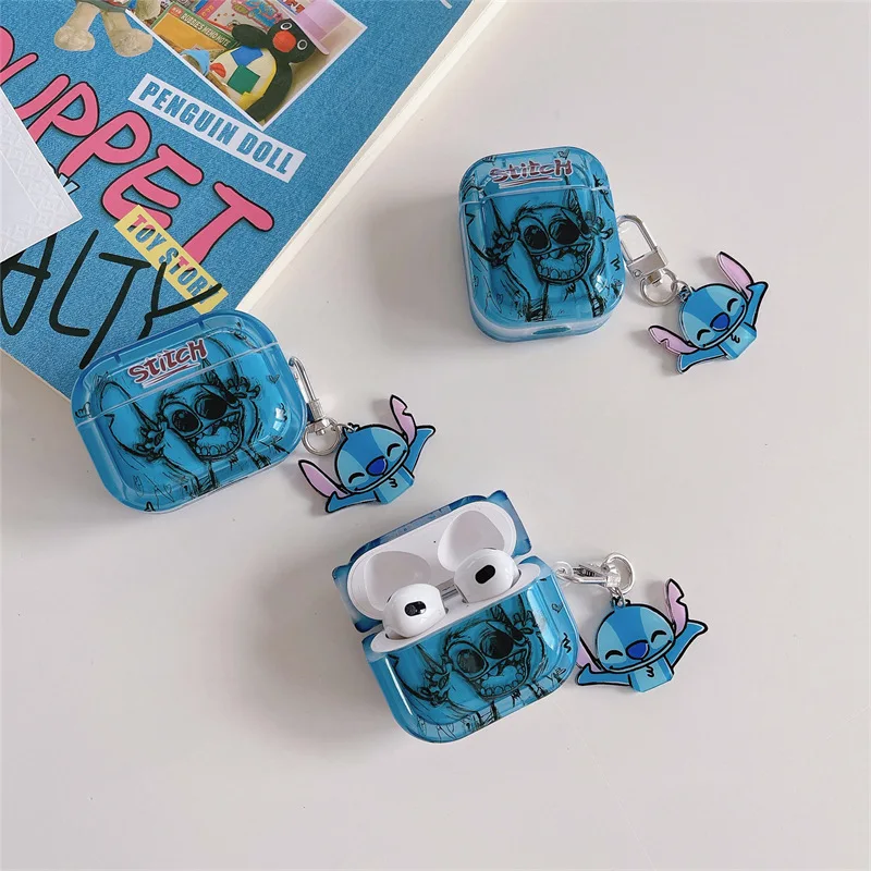 Чехол для наушников Disney Stitch с рисунком защитный ударопрочный чехол Airpods 1 2 Bluetooth
