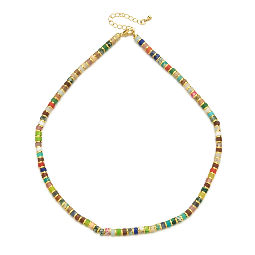 Женская цепочка-чокер из натурального камня с кристаллами