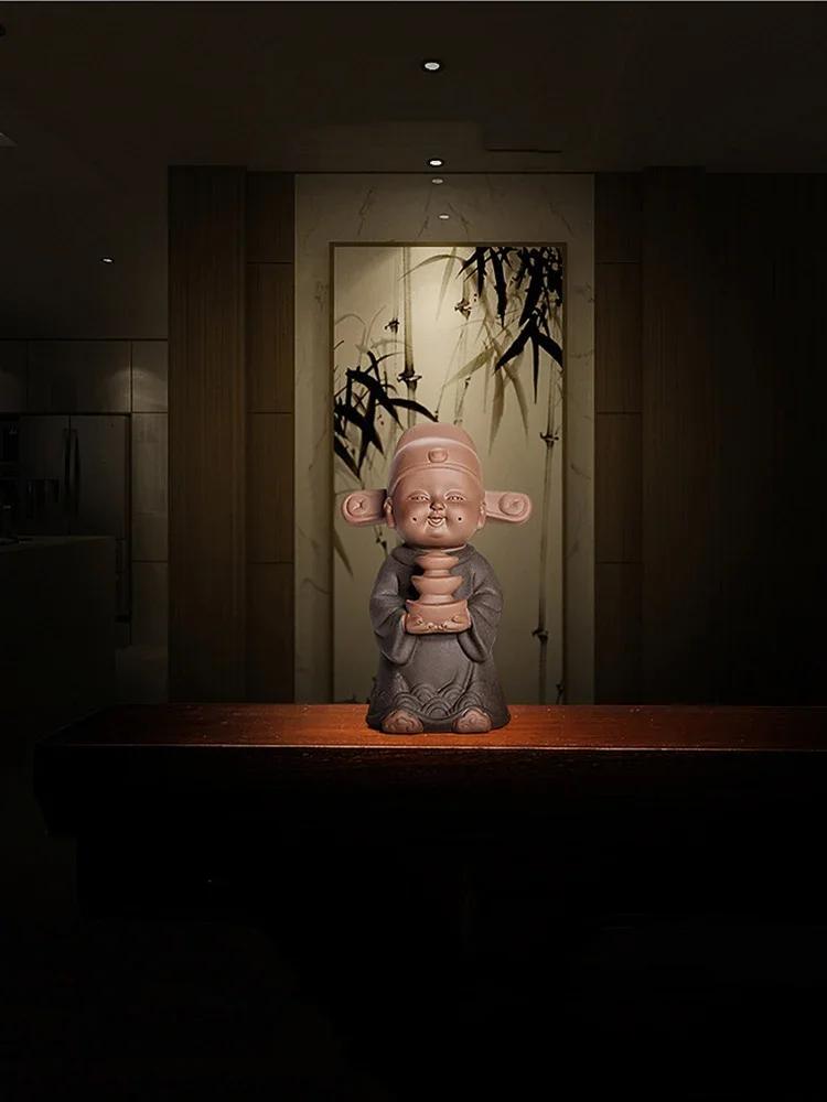 

Креативная керамическая фигурка счастливого мальчика, фигурка Zisha, скульптура ручной работы, домашняя Винная стойка для гостиной, декоративная статуя