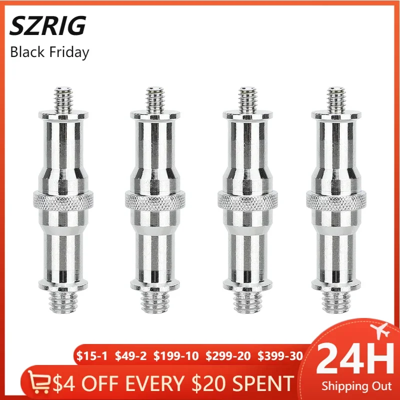 Адаптер с наружной резьбой SZRIG 1/4 дюйма-20 до 3/8 дюйма-16 дюймов, двухсторонний Spigot (4 шт. в упаковке)