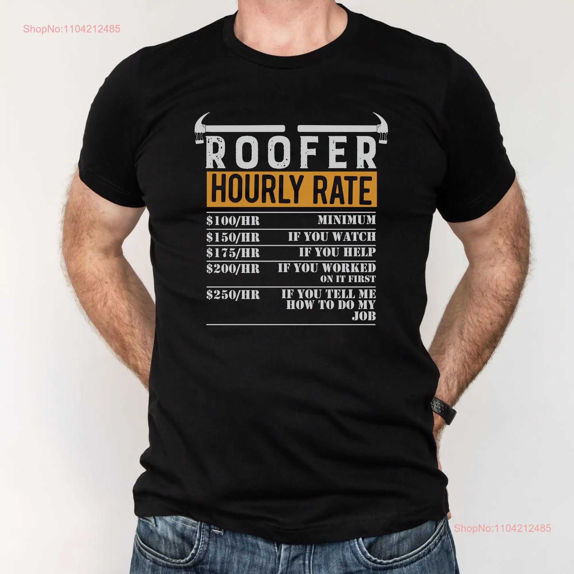Футболка Roofer Funny Work с синим воротником и поддержкой рабочих длинными или