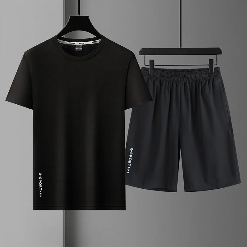 Summer Sportswear Men's High-quality Clothing Sports Suits Men's Quick-drying Round Neck Short-sleeved Short Pants Ropa Hombre