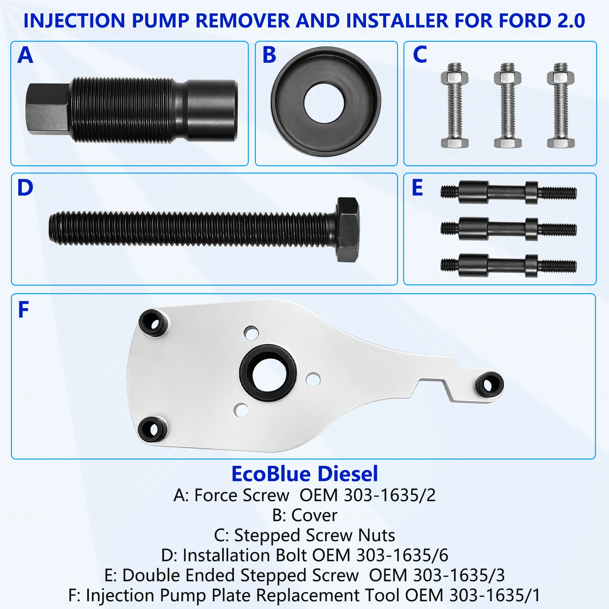 Фото 303-1635 Инструмент для снятия/вытягивания ТНВД для Ford Transit 2.0 EcoBlue YLFS YMFS YNFS YLF6 YMF6 YNF6 YLR6, инструмент для регулировки ГРМ №2