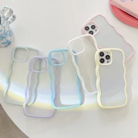lovebay transparent solid color curly wave phone case for iphone 11 13 12 pro max x xs xr 7 8 plus se 2020 bumper soft tpu cover