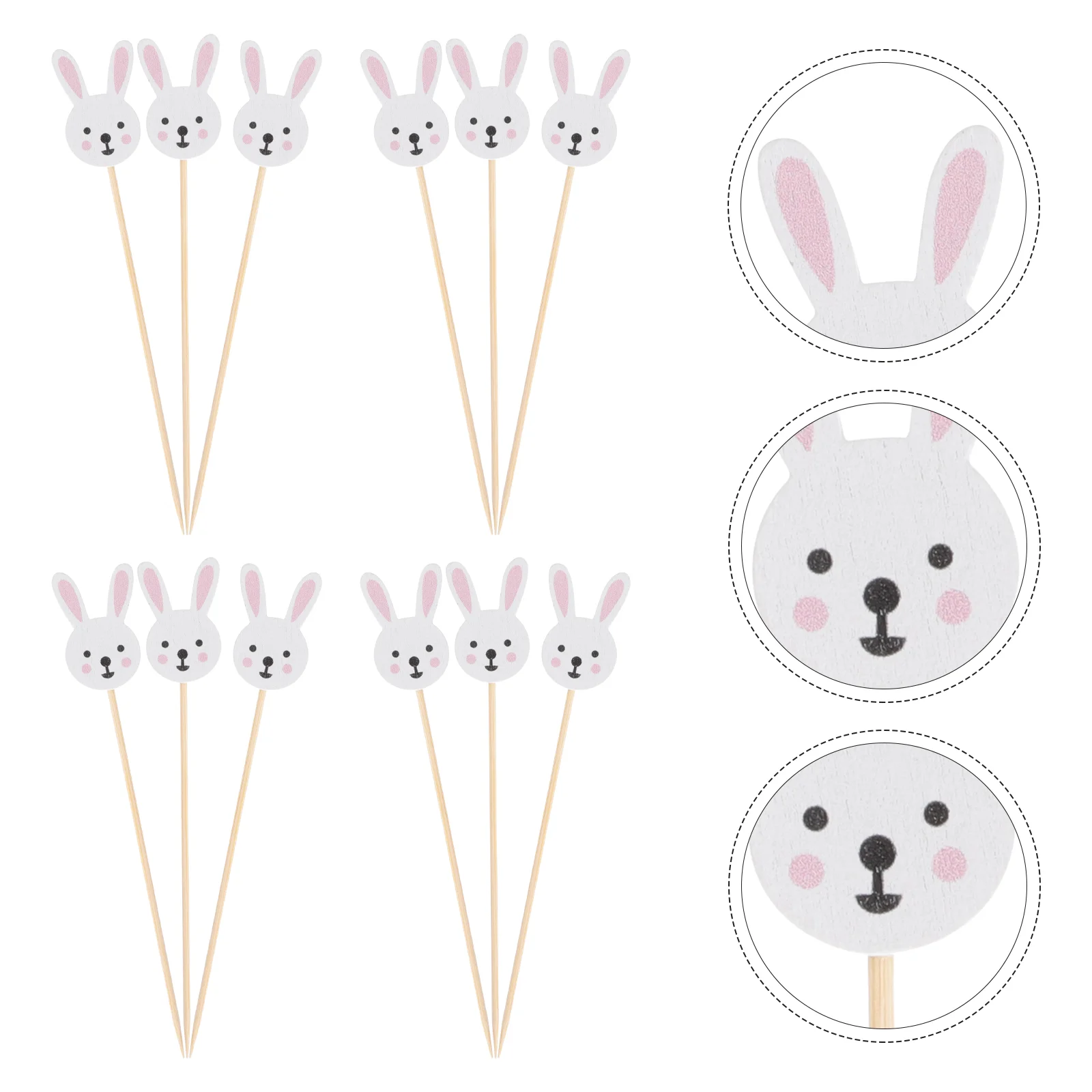 

1 Pack of Creative Easter Elements Cake Picks Decorative Cupcake Picks (White)
