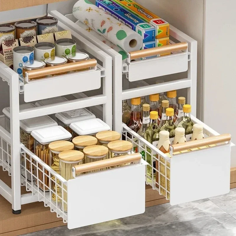 Выдвижной стеллаж для хранения под раковиной выдвижной ящик органайзер полка