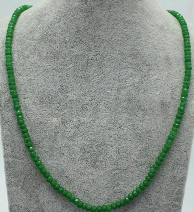 

Подлинное Топ натуральные 2x4 мм зеленый нефрит Гранёные камни бусины ожерелье 18 дюймов AAA