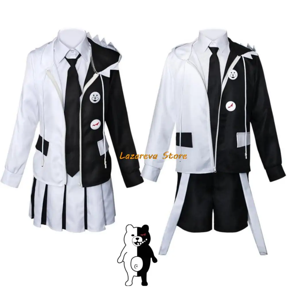 

Game Danganronpa V3: Killing Harmony Monokuma Cosplay Costume Anime School Jk Uniform Halloween Black And White Suit