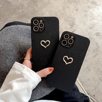 luxury love heart phone case for iphone 11 12 13 pro max xs x xr 7 8 plus se 2020 simple solid solid black
