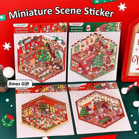 3D Рождественская пейзажная наклейка