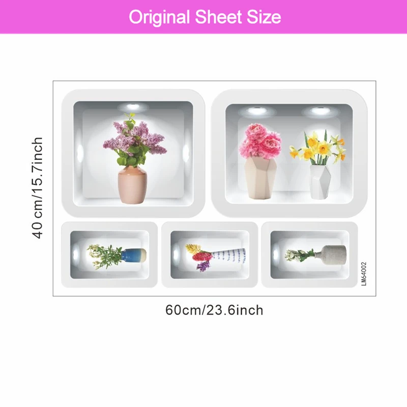 Яркий 3d цветочный горшок стикер на стену для магазина офиса студии украшения