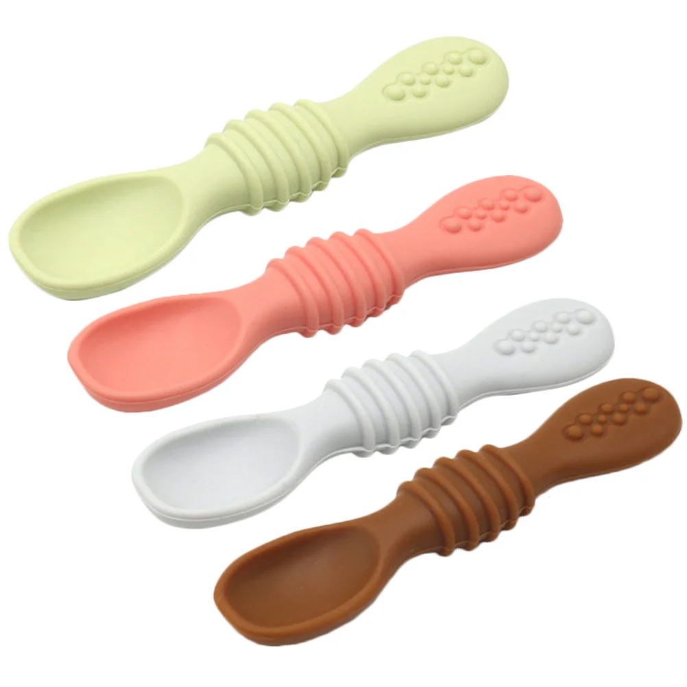 

4Pcs Silicone Spoon Training Feeding Spoons for Babies Children Infants Toddlers