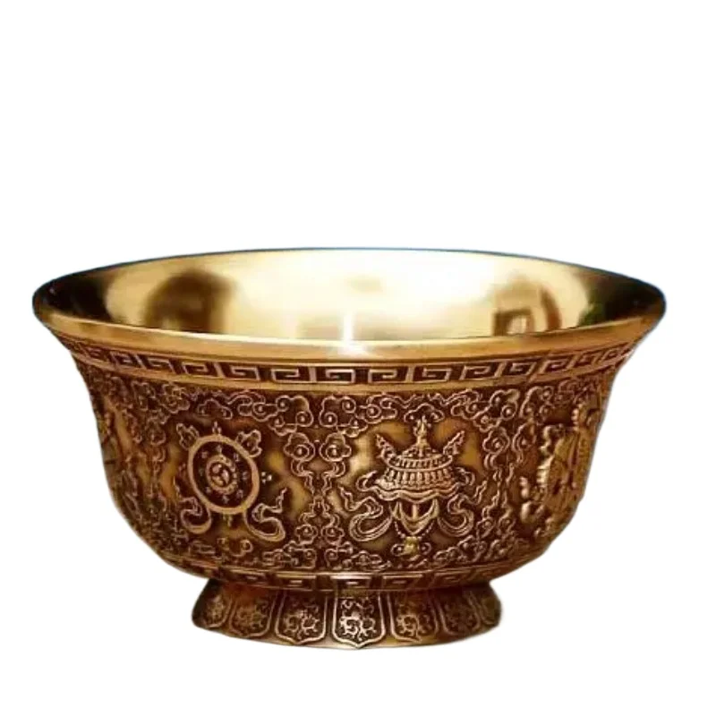 Восемь благоприятных чашек для подачи воды из чистой меди Будды тибетская чашка