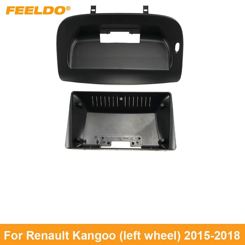 

FEELDO Car Audio 9" Big Screen Dash Fascia Panel Frame Kit Adapter For Renault Kangoo (LHD,15-18) Radio Dash Frame